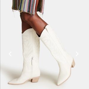 White Cowboy Western Style Leather Boots by Dolce Vita